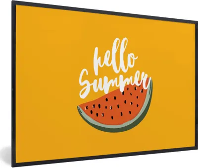 Produktbild von MuchoWow® Gerahmtes Poster Sommer - Wassermelone - Orange 90x60 cm - Poster mit Schwarzem Bilderrahmen Wandposter Rahmen Foto Bilder - Fotorahmen - Foto-Plakat