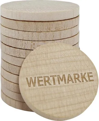 Produktbild von CombiCraft Gravierte Echtholz Marken Ø29mm Wertmarke - 100 Stück