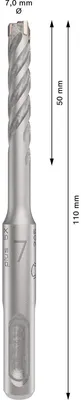 Obrázok produktu pre Bosch 2 608 833 785, Rotačné kladivo, Hammer drill bit, 7 mm, 110 mm, Tehla, Betón, Kameň, 5 cm