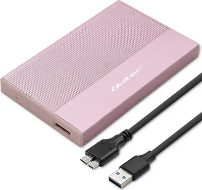 Produktbild von Qoltec Aluminiumgehäuse | SSD HDD 2,5" Laufwerksschacht | SATA | USB 3.0 | Super Speed 5Gb/s | 2TB | Pink