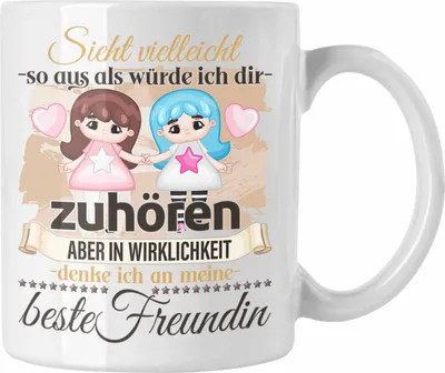 Produktbild von Trendation - Beste Freundin Geschenk Tasse BFF Liebhaber Geschenkidee Lustiger Spruch (Weiß)
