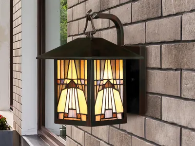 Produktbild von Wandleuchte Tiffany Innen & Außen, Laternen für draußen wetterfest, Höhe 31cm