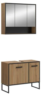 Productafbeelding van Badkameraccessoireset Bagno 2 | Ambachtelijk eikenhout | 2-delig, zonder verlichting