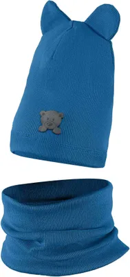 Obrázok produktu pre Detské Čiapky Chlapčenské Prechodné Súprava + Šál 42/44 Denim Pastel - Čiapka Jar / Jeseň / Podzim / Zima Dawix
