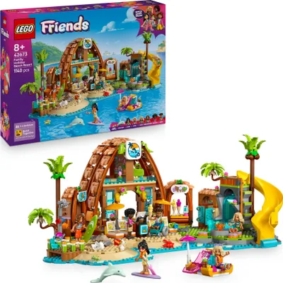Produktbild von LEGO Friends Familienurlaub im Strandresort - Spielzeug mit 6 Mini-Puppen, Schildkröte & Delfin Tierfigur, Eisstand und Zubehör - Kreatives Geschenk zum Geburtstag für Mädchen ab 8 Jahren - 42673