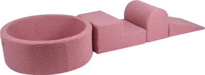Produktbild von MeowBaby Spielplatz aus Schaumstoff 3-Element Schaumspielset mit Runde Bällebad, Boucle Rose, ohne Bälle