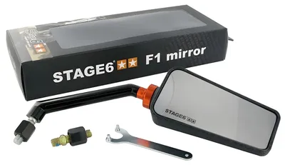Imagen del producto de Espejo retrovisor universal STAGE6 F1, con diseño de fibra de carbono mate y rosca M8