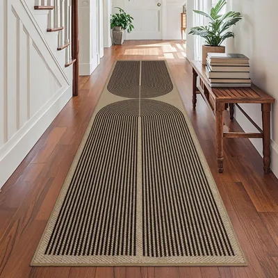 Immagine prodotto di Tappeto corridoio antiscivolo, 60x240 cm, lavabile, moderno, color marrone