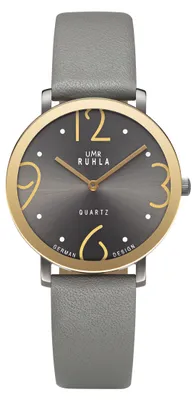 Produktbild von UMR RUHLA Armbanduhr 32105, Herren, Quarz, Lederband, Schwarz, Edelstahl, 5 bar