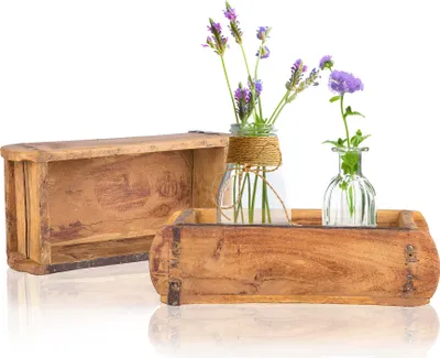 Produktbild von BigDean 2 Stück alte Holzkiste - 32x15x9 cm - Vintage Ziegelform aus recyceltem Holz - Jedes Stück EIN Unikat - Dekokiste Holzdeko Holzbox Küchen