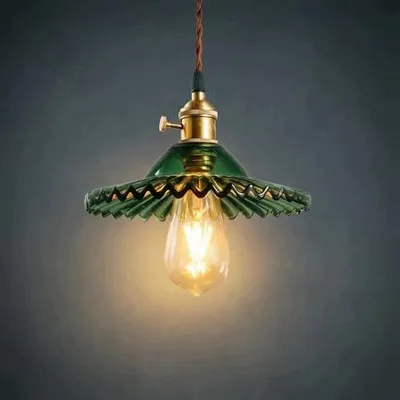 Zdjęcie produktu dla Lampa wisząca szklana E27 vintage industrialna mosiądz retro do kuchni salo