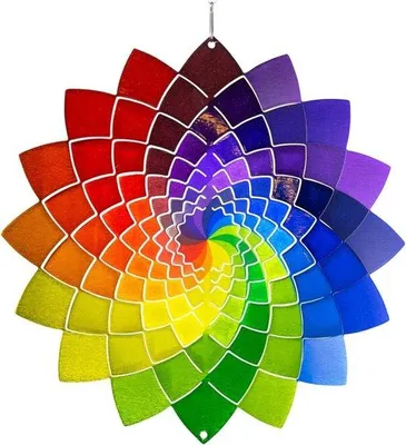 Produktbild von Famanu Windgong Rainbow Star 250 - Bunte, drehende Windspiel mit Aufhängung - Ø 25 cm