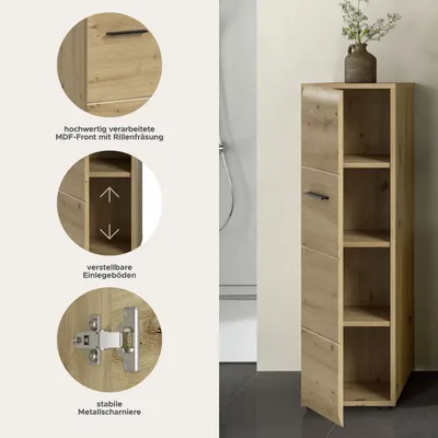 Produktbild von Ice Badschrank 1 Tür Eiche Nachbildung.