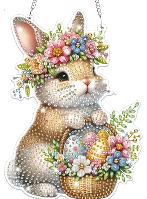 Produktbild von 5D Ostern Diamond Painting Anhänger Kaninchen Bastelset Kinder Erwachsene Hängendes Ornament Geschenk Mädchen Mehrfarbig