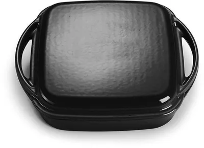 Productafbeelding van Ibenzoa® Gusseisen 2-in-1 braad- en pan set met emaille, 1,5 liter, Ø 24,6 cm, zwart – Braadpan + deksel met grillstrepen, geschikt voor inductie, gas, elektrisch, oven en grill