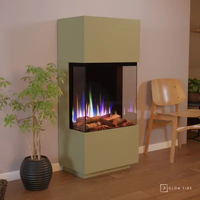Produktbild von Glow Fire Elektrokamin 'PR11' in  LED Standkamin in weiß mit Heizung (1500 W) | HxBxT: 130x61,5x40cm