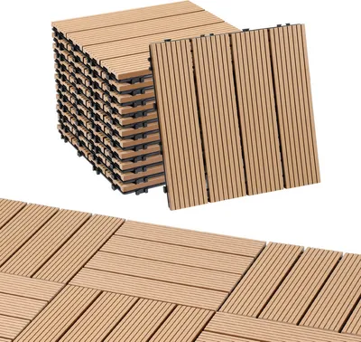 Obrázok produktu pre TolleTour 33x WPC terasové dlaždice s drenážou a klik systémom balkónová záhrada 30x30cm teak