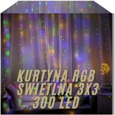 Zdjęcie produktu dla Kurtyna świetlna ozdobna na firankę święta wigilia USB barwa kolorowa