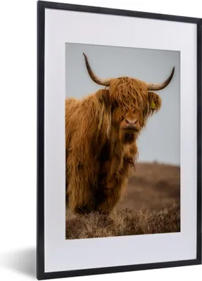 Produktbild von MuchoWow® Gerahmtes Poster Schottischer Highlander - Düne - Gras 40x60 cm - Poster mit Schwarzem Bilderrahmen Wandposter Rahmen Foto Bilder - Poster in Rahmen