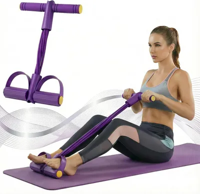 Produktbild von Bauchtrainer, Pedal Widerstandsband, Gummi und NBR, 16,7 x 10 Zoll, lila, für Zuhause