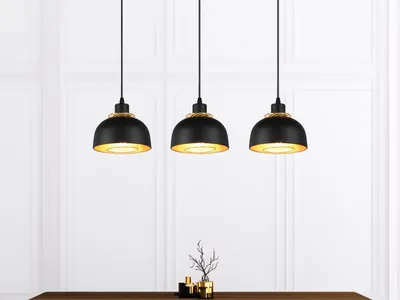 Produktbild von LED Pendelleuchte Industrial Esstischlampe Küchenlampe hängend Schwarz Gold