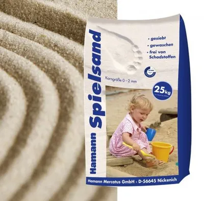 Produktbild von Spielsand 25 kg Quarzsand für Sandkasten, feine Körnung, gesiebt, gewaschen, formstabil