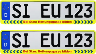 Produktbild von 2 x Kennzeichenhalter - Rettungsgasse bilden - neon gelb