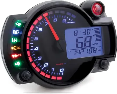 Image de Tachymètre KOSO Digital Cockpit RX2N+ GP Sytle compte-tours avec ABE max. 10000 RPM, noir / écran bleu universel pour moto, scooter, quad, ATV
