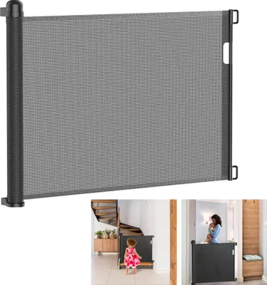 Produktbild von XMTECH Türschutzgitter Rollo Ausziehbar 0-180cm Treppenschutzrollo Türgitter Treppenschutzgitter Schutzgitter für Baby Schwarz