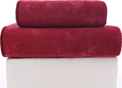 Produktbild von FEBE Towels Ręcznik kąpielowy 70x140 + 50x100 cm Ruby Pink Zestaw ręczników Ręcznik kąpielowy frotte z bambusowym wzorem Ręcznik z mikrofibry