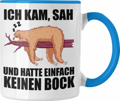 Produktbild von Trendation - Faultier Tasse mit Spruch Geschenk Arbeitskollege Kollege Kaffeetasse Büro (Blau)