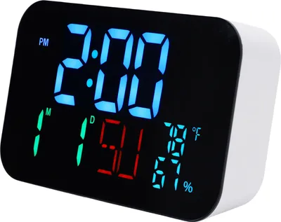 Produktbild von WiFi Smart Clock Thermometer Luftfeuchtigkeit Digitaluhr Wetterstation Alarm Datum Tag kompatibel mit Tuya Smart App Fernbedienung Großes Display