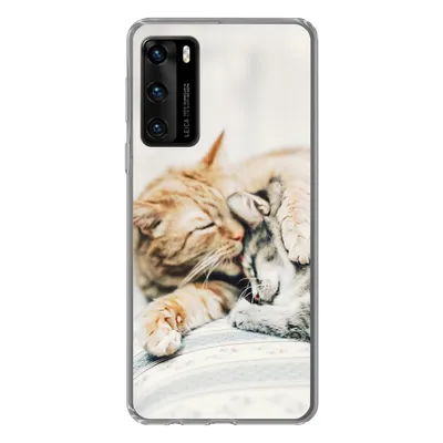 Produktbild von MuchoWow® Handyhülle Schutzhülle Hülle für Huawei P40 Katzen - Sofa - Wohnzimmer Silikon Softcase Handy Hülle - Handytasche