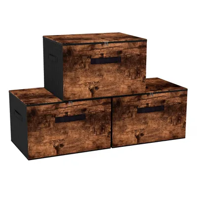 Produktbild von Aufbewahrungsbox mit deckel aus Vliesstoff – faltbare Stoffboxen als Faltbox Organizer für Kleidung – Aufbewahrungsboxen für Schrank und Regal 3er Set