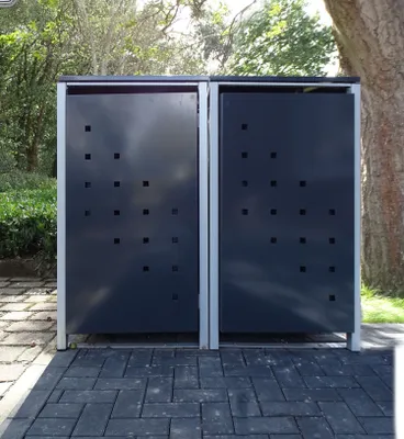 Produktbild von 2 Mülltonnenboxen Modell No.3 Anthrazitgrau für 120 Liter Mülltonnen