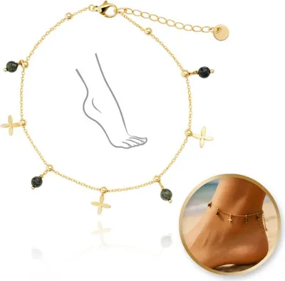 Obrázok produktu pre Flamenco Mystique Náramok na nohu z chirurgickej ocele, pozlátený 14k zlatom s kameňmi - BST1561
