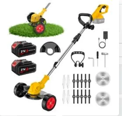 Produktbild von 3-in-1 Akku-Unkrautentferner - Rasentrimmer - 21 V - 2 Akkus - Bürstenloser Motor - Stahlrahmen - Räder