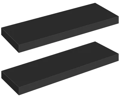 Image de Étagère murale, ensemble d'étagères suspendues, 2 pièces, étagères murales robustes, 60 x 20 x 3,8 cm, étagères suspendues avec fixations invisibles, pour salle de bains, chambre, cuisine, bureau, salon, noir EBK60BJ01