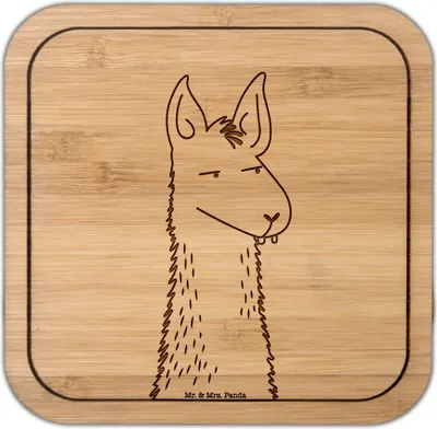 Produktbild von Mr. & Mrs. Panda Tischschoner Lamakopf Genervt - Transparent - Geschenk, Beste Freundin, Tischuntersetzer, gläseruntersetzer, Lamas, Büro, Getränkeuntersetzer, Coaster