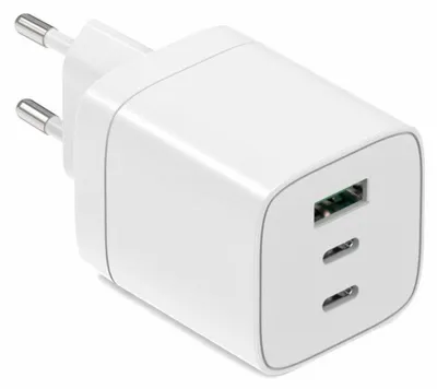 Zdjęcie produktu dla Ładowarka sieciowa Serioux SRXA-WC30, 65 W, 2 porty USB-C, 1 port USB-A, kolor biały