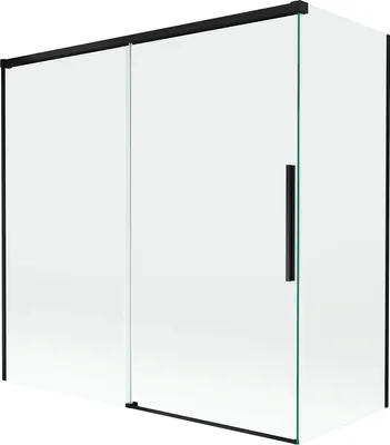 Produktbild von Mexen Rox Badewannenabtrennung 2-flügelig verschiebbar 160 + 70 x 150 cm, transparent, schwarz - 8C9-160-070-70-00