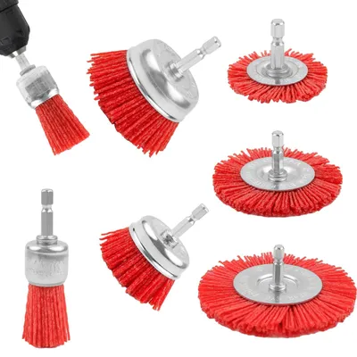 Produktbild von Set aus 6 Nylonbürsten für Bohrmaschine zum Reinigen und Entrosten