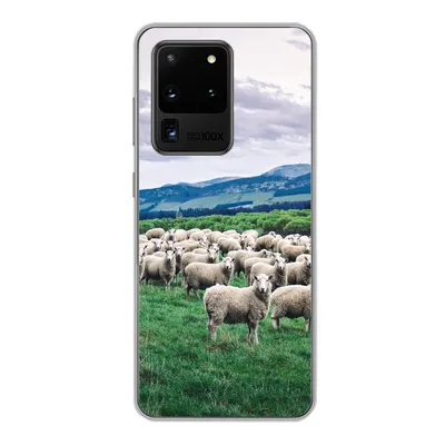 Produktbild von MuchoWow® Handyhülle Schutzhülle Hülle für Samsung Galaxy S20 Ultra Schafe - Natur - Gras Silikon Softcase Handy Hülle - Karteninhaber
