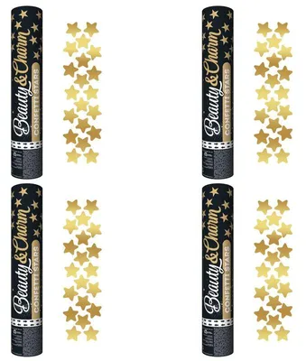Produktbild von 4 Konfettikanonen gold Sterne 30 cm