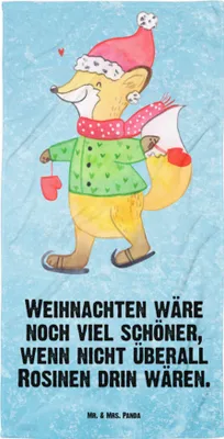 Produktbild von Mr. & Mrs. Panda Badehandtuch Fuchs Schlittschuhe - Eisblau - Geschenk, Reisehandtuch, Weihnachtstage, Weihnachten, Baumwollhandtuch, Duschtuch, Winter, Weihnachtszeit
