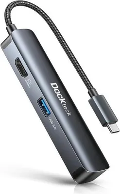 Produktbild von USB C Hub 4K 60Hz, Dockteck USB-C Multiport Adapter 5 in 1 USB C to HDR HDMI, MicroSD / SD Kartenleser, 2 USB 3.0-Anschlüsse, für MacBook Pro / Air M1 2020, iPad Pro M1 2021, iPad Air 4, XPS und mehr