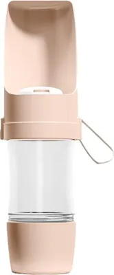 Produktbild von Trink- und Futterflasche für Haustiere, auslaufsicher, tragbar, Einhandbedienung, für Hunde, Katzen und Kaninchen, Rosa