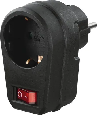 Immagine prodotto di Adattatore per presa di corrente Hama nero con interruttore, risparmio energetico