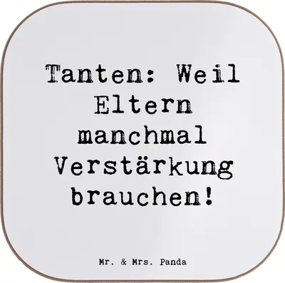 Produktbild von Mr. & Mrs. Panda untersetzer bedruckt Liebe Tanten - Weiß - Geschenk, Verwandtschaft, herzerwärmende Sprüche, Geschenke, Flaschenuntersetzer, Neffe, personalisiert, Spaß
