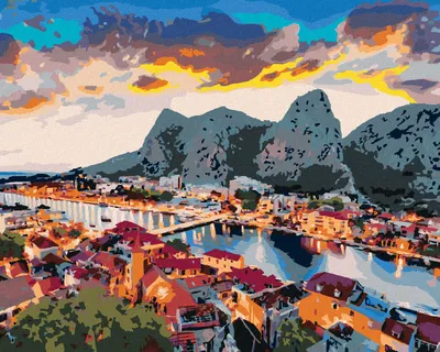 Zdjęcie produktu dla Zuty - Diamond Painting - WIECZORNA PANORAMA MIASTA OMIS, 40x50 cm, bez ramy i bez wyłączenia płótna